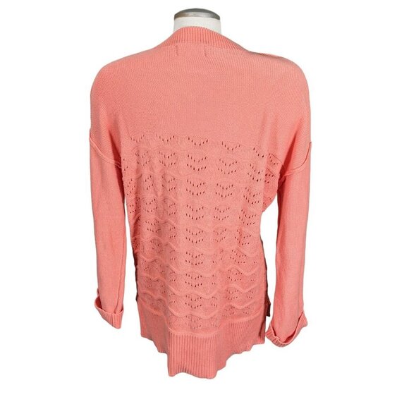 Neon Buddha Sweater Women XL Orange Pure Knits Infinity Popover Open Knit Cotton - Picture 4 of 9